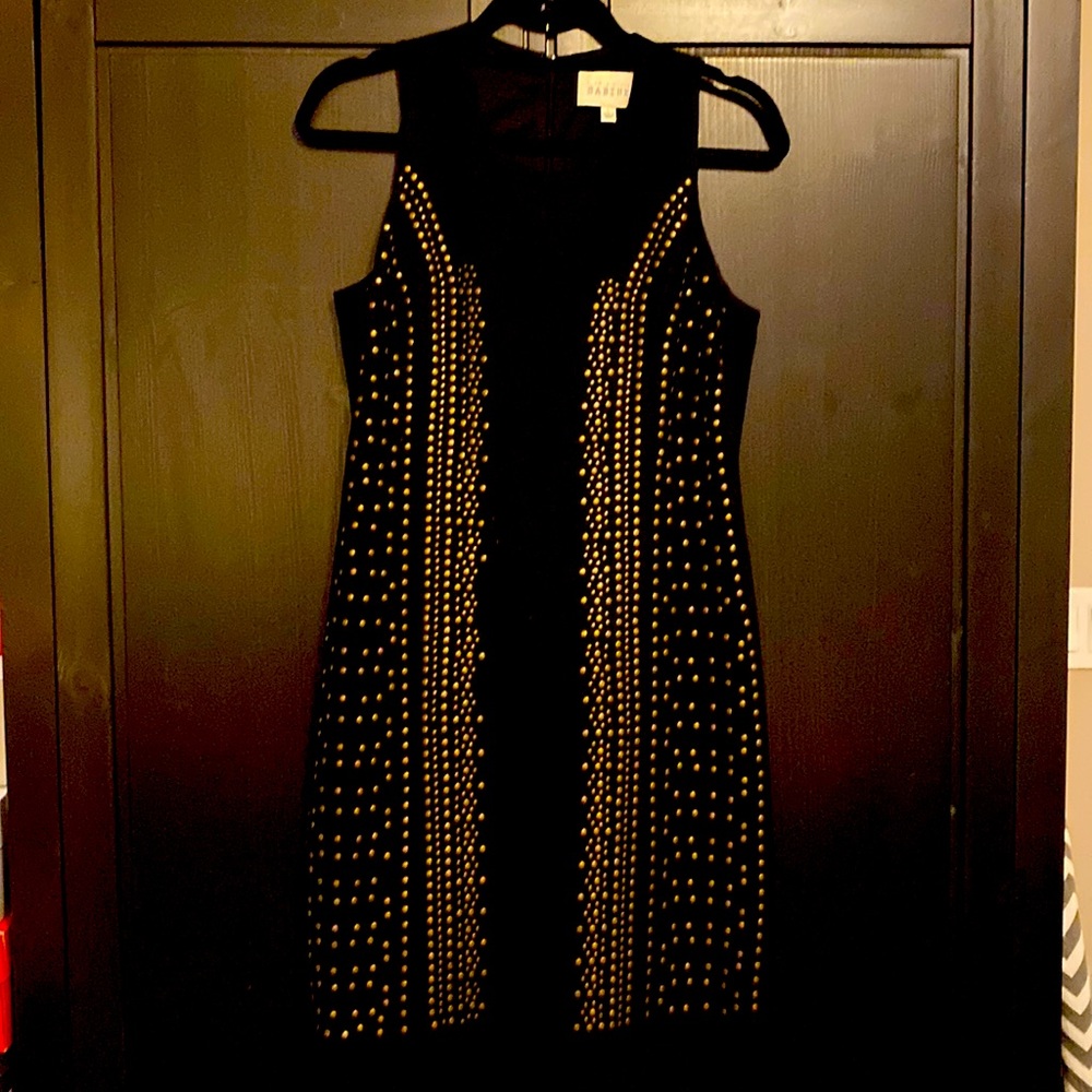 Sabine black with gold studded detail dress